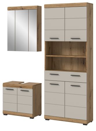 Badmbel Set 3-teilig Shawn in Sand und Evoke Eiche Badkombination 149 x 191 cm