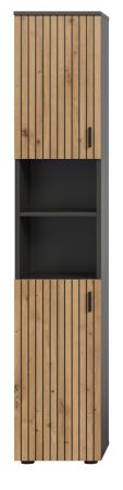 Badezimmer Hochschrank Livia in Artisan Eiche und grau Badschrank 30 x 192 cm