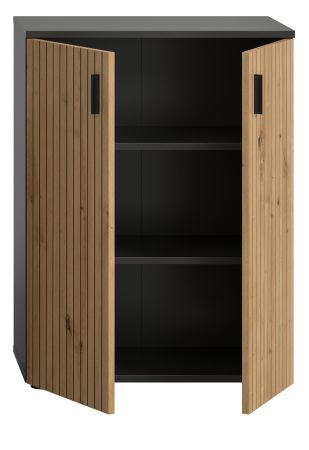 Badezimmer Kommode Livia in Artisan Eiche und grau Badschrank 60 x 81 cm