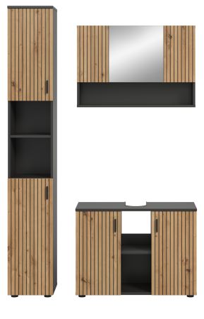 Badmbel Set 3-teilig Livia in Artisan Eiche und grau Badkombination 125 x 192 cm