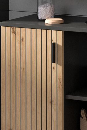 Badmbel Set 3-teilig Livia in Artisan Eiche und grau Badkombination 155 x 180 cm