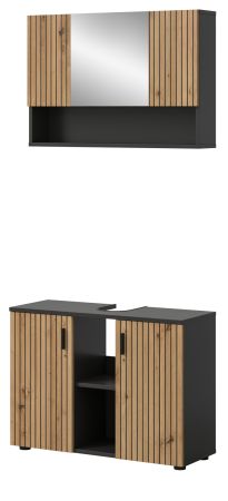 Badmbel Set 2-teilig Livia in Artisan Eiche und grau Badkombination 80 x 180 cm