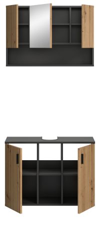 Badmbel Set 2-teilig Livia in Artisan Eiche und grau Badkombination 80 x 180 cm