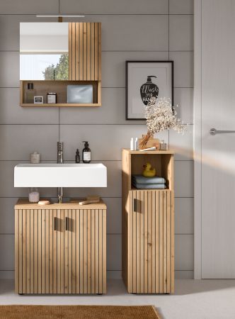 Badezimmer Kommode Livia in Artisan Eiche Badschrank 30 x 95 cm