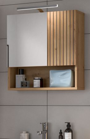 Badezimmer Spiegelschrank Livia in Artisan Eiche Badschrank mit Spiegel 60 cm