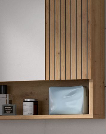 Badezimmer Spiegelschrank Livia in Artisan Eiche Badschrank mit Spiegel 60 cm