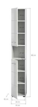 Badezimmer Hochschrank Cover in wei Hochglanz Badschrank 30 x 185 cm
