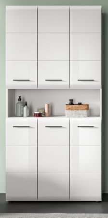 Badezimmer Hochschrank Cover in wei Hochglanz Mehrzweckschrank 90 x 185 cm