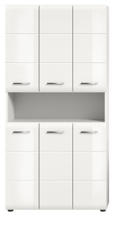 Badezimmer Hochschrank Cover in wei Hochglanz Mehrzweckschrank 90 x 185 cm