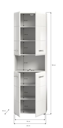 Badezimmer Hochschrank Cover in wei Hochglanz Badschrank 60 x 185 cm
