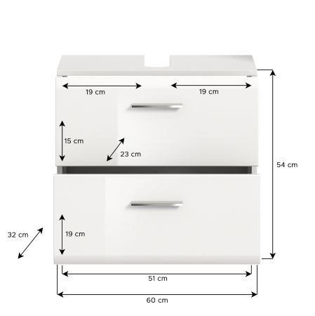 Waschbeckenunterschrank Cover in wei Hochglanz Badezimmer Unterschrank 60 cm