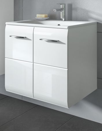 Waschbeckenunterschrank MIT Waschbecken Cover in wei Hochglanz Waschtisch hngend 60 x 55 cm