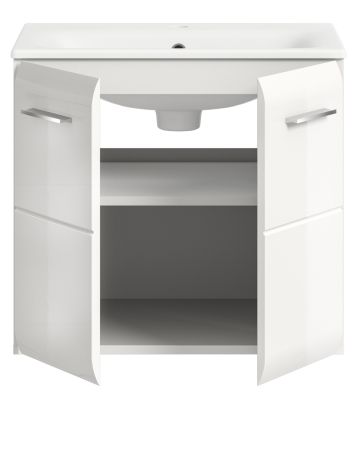 Waschbeckenunterschrank MIT Waschbecken Cover in wei Hochglanz Waschtisch hngend 60 x 55 cm