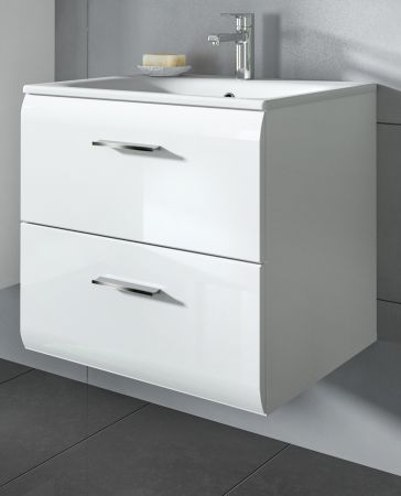 Waschbeckenunterschrank MIT Waschbecken Cover in wei Hochglanz Waschtisch hngend 60 x 55 cm