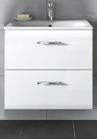 Waschbeckenunterschrank MIT Waschbecken Cover in wei Hochglanz Waschtisch hngend 60 x 55 cm