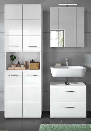 Badmbel Set 3-teilig Cover in wei Hochglanz Badkombination 135 x 185 cm