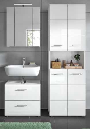 Badmbel Set 3-teilig Cover in wei Hochglanz Badkombination 135 x 185 cm