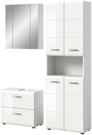 Badmbel Set 3-teilig Cover in wei Hochglanz Badkombination 135 x 185 cm