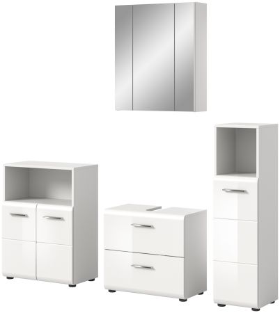 Badmbel Set 4-teilig Cover in wei Hochglanz Badkombination 180 x 185 cm