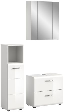 Badmbel Set 3-teilig Cover in wei Hochglanz Badkombination 105 x 185 cm