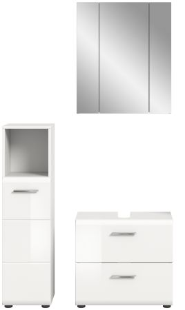 Badmbel Set 3-teilig Cover in wei Hochglanz Badkombination 105 x 185 cm