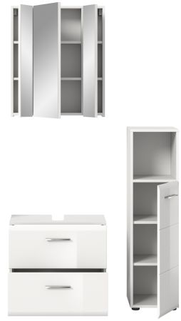 Badmbel Set 3-teilig Cover in wei Hochglanz Badkombination 105 x 185 cm