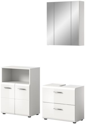 Badmbel Set 3-teilig Cover in wei Hochglanz Badkombination 135 x 185 cm