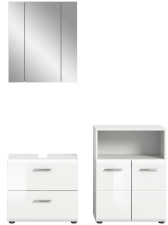 Badmbel Set 3-teilig Cover in wei Hochglanz Badkombination 135 x 185 cm