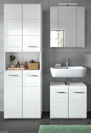 Badmbel Set 3-teilig Cover in wei Hochglanz Badkombination 135 x 185 cm