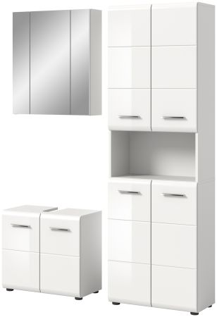 Badmbel Set 3-teilig Cover in wei Hochglanz Badkombination 135 x 185 cm