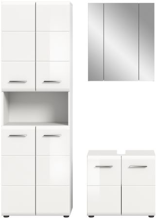 Badmbel Set 3-teilig Cover in wei Hochglanz Badkombination 135 x 185 cm