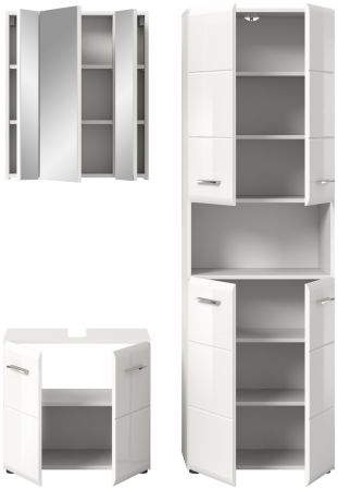 Badmbel Set 3-teilig Cover in wei Hochglanz Badkombination 135 x 185 cm