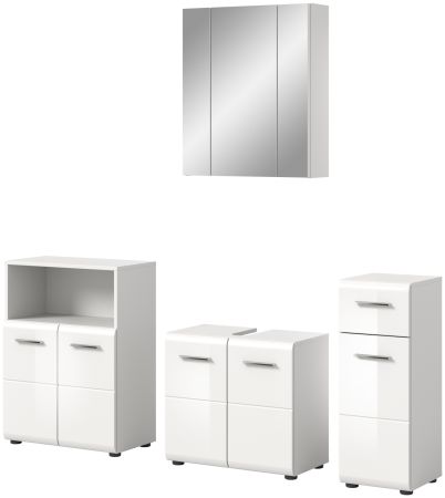 Badmbel Set 4-teilig Cover in wei Hochglanz Badkombination 180 x 185 cm