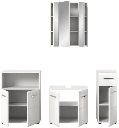 Badmbel Set 4-teilig Cover in wei Hochglanz Badkombination 180 x 185 cm