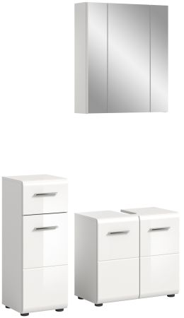 Badmbel Set 3-teilig Cover in wei Hochglanz Badkombination 105 x 185 cm