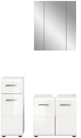 Badmbel Set 3-teilig Cover in wei Hochglanz Badkombination 105 x 185 cm