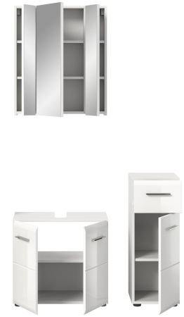Badmbel Set 3-teilig Cover in wei Hochglanz Badkombination 105 x 185 cm