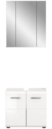 Badmbel Set 2-teilig Cover in wei Hochglanz Badkombination 60 x 185 cm