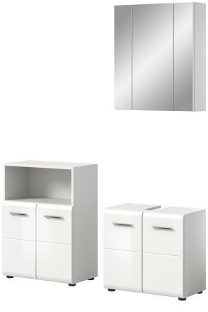 Badmbel Set 3-teilig Cover in wei Hochglanz Badkombination 135 x 185 cm
