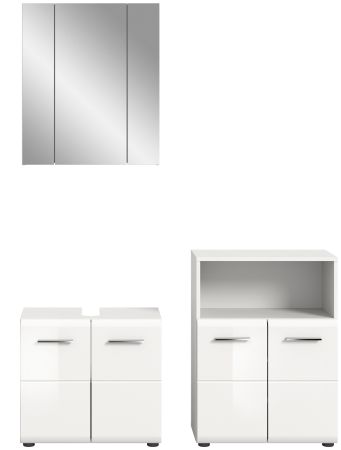 Badmbel Set 3-teilig Cover in wei Hochglanz Badkombination 135 x 185 cm