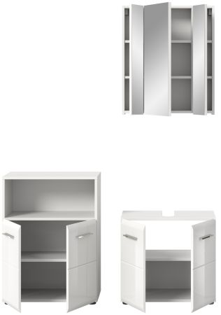 Badmbel Set 3-teilig Cover in wei Hochglanz Badkombination 135 x 185 cm