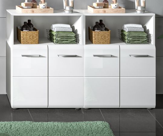 Badezimmer Kommode Set Cover in wei Hochglanz 2x Badkommode 120 x 80 cm