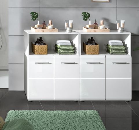 Badezimmer Kommode Set Cover in wei Hochglanz 2x Badkommode 120 x 80 cm