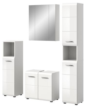 Badmbel Set 4-teilig Cover in wei Hochglanz Badkombination 150 x 185 cm