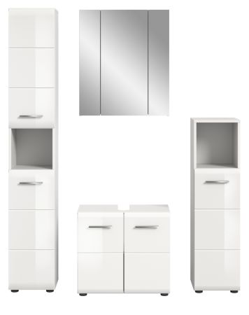 Badmbel Set 4-teilig Cover in wei Hochglanz Badkombination 150 x 185 cm