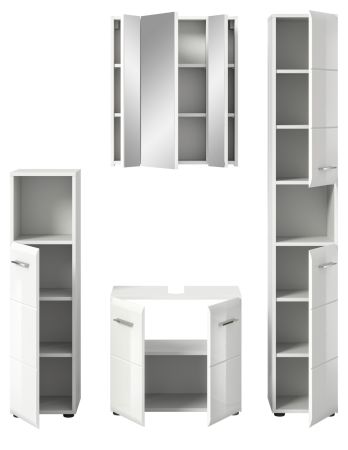 Badmbel Set 4-teilig Cover in wei Hochglanz Badkombination 150 x 185 cm