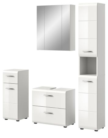 Badmbel Set 4-teilig Cover in wei Hochglanz Badkombination 150 x 185 cm