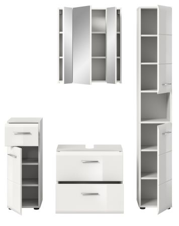 Badmbel Set 4-teilig Cover in wei Hochglanz Badkombination 150 x 185 cm