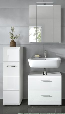 Badmbel Set 3-teilig Cover in wei Hochglanz Badkombination 105 x 185 cm