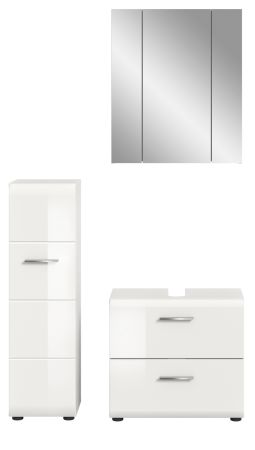 Badmbel Set 3-teilig Cover in wei Hochglanz Badkombination 105 x 185 cm
